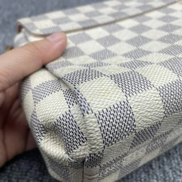 100% Authentic Louis Vuitton Croisette White Damier Azur Canvas Satchel Bag - Picture 10 of 16